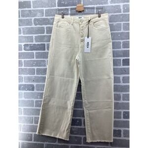 Mica Denim Chromatic Cream Hi-Rise Wide Leg Crop Button Fly Jeans 31 MDP-W1304WG
